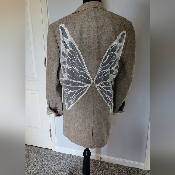 TRICIA FIX Vintage Blazer With Butterfly Sheer Design. Sz M. NWOT - Picture 3 of 11